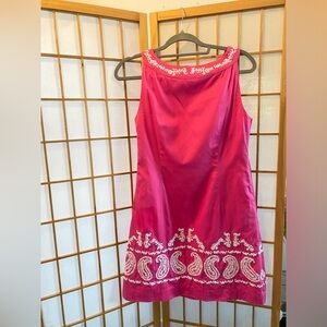 LILLY PULITZER ~ JACQUELINE DRESS in Pink w/White Paisley Embroidery